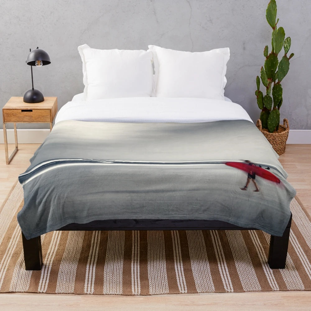 Red surfboard plush blanket