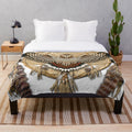 Red tail hawk dreamcatcher mandala design on a cozy plush blanket