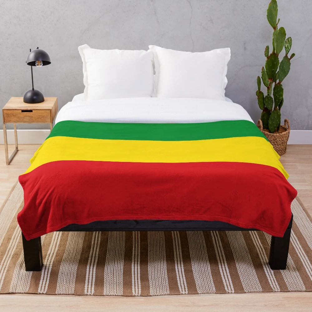 Reggae-inspired Rastafari flag plush blanket