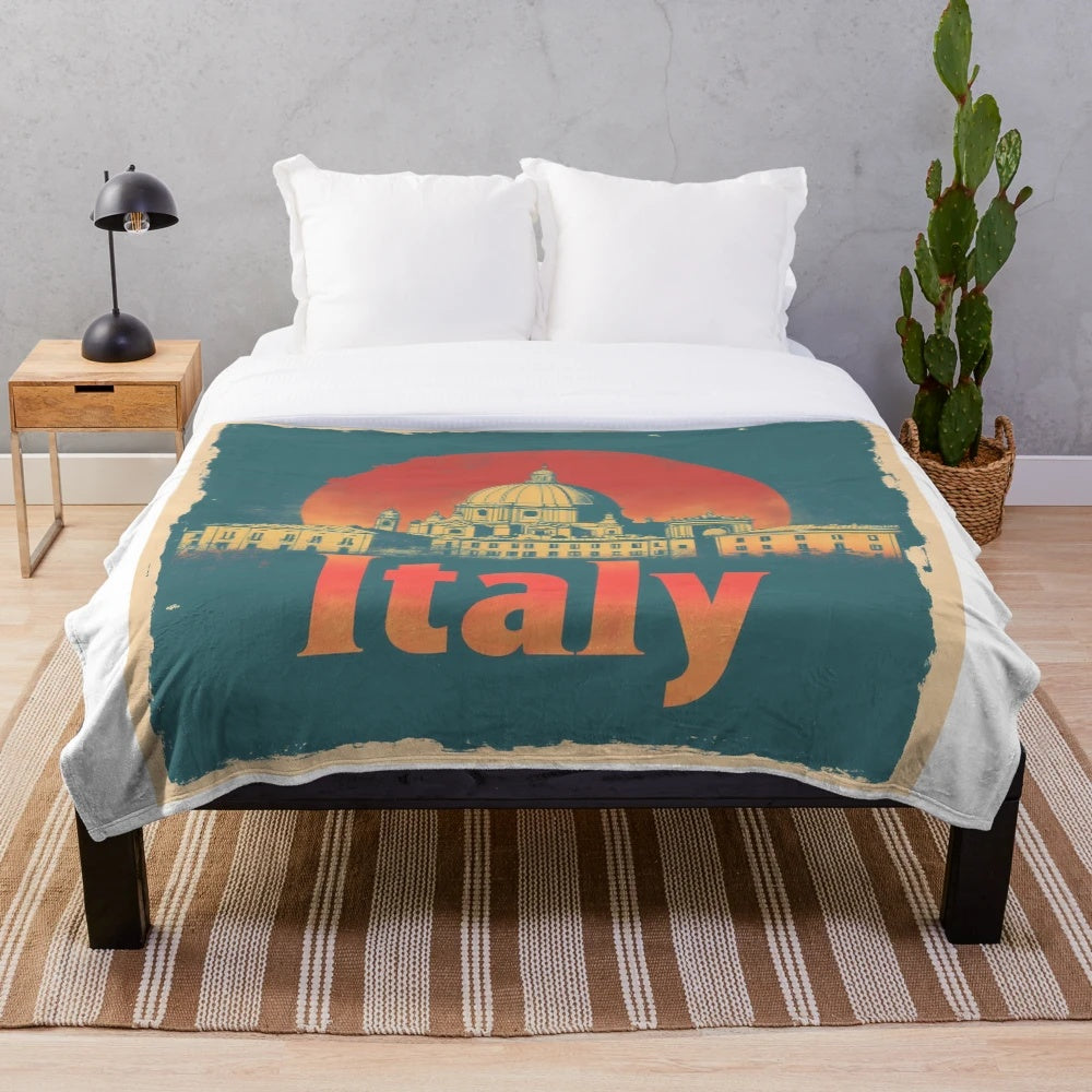 Retro color abstraction plush blanket with Italian-inspired design