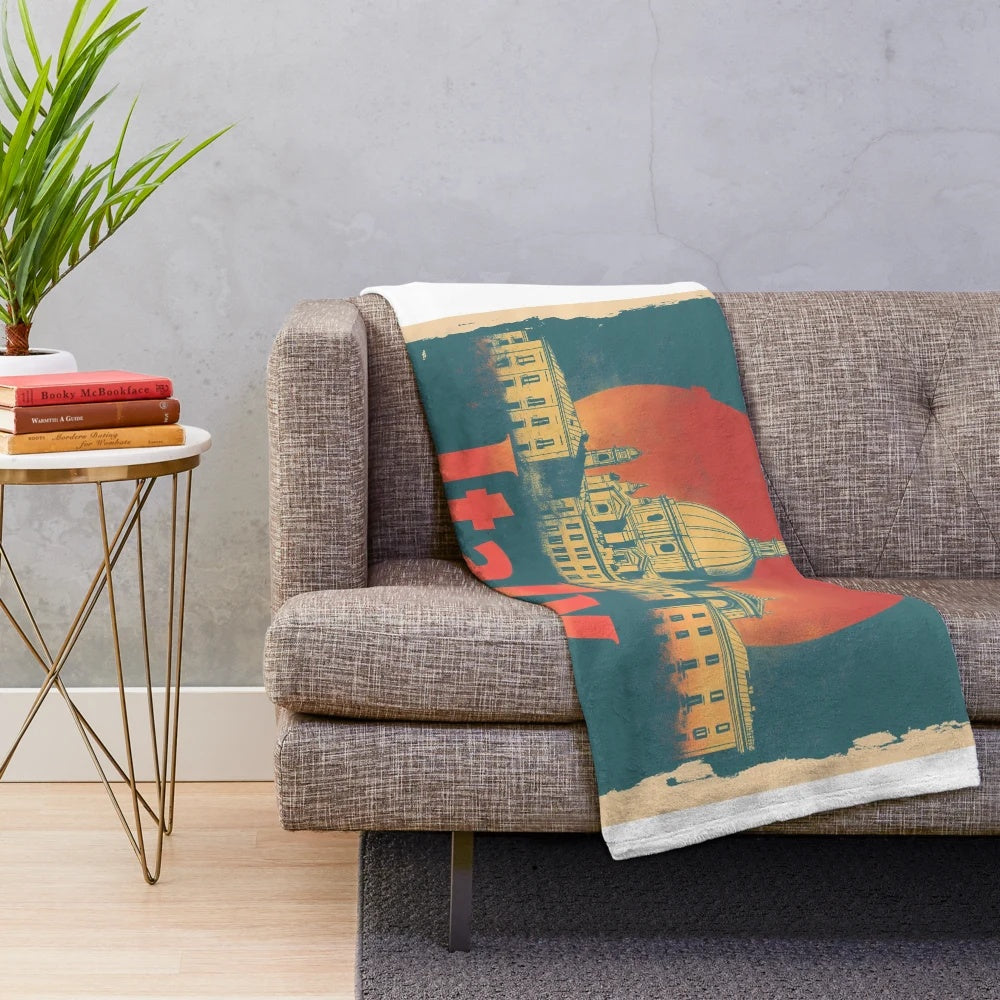 Retro color abstraction plush blanket with Italian-inspired design