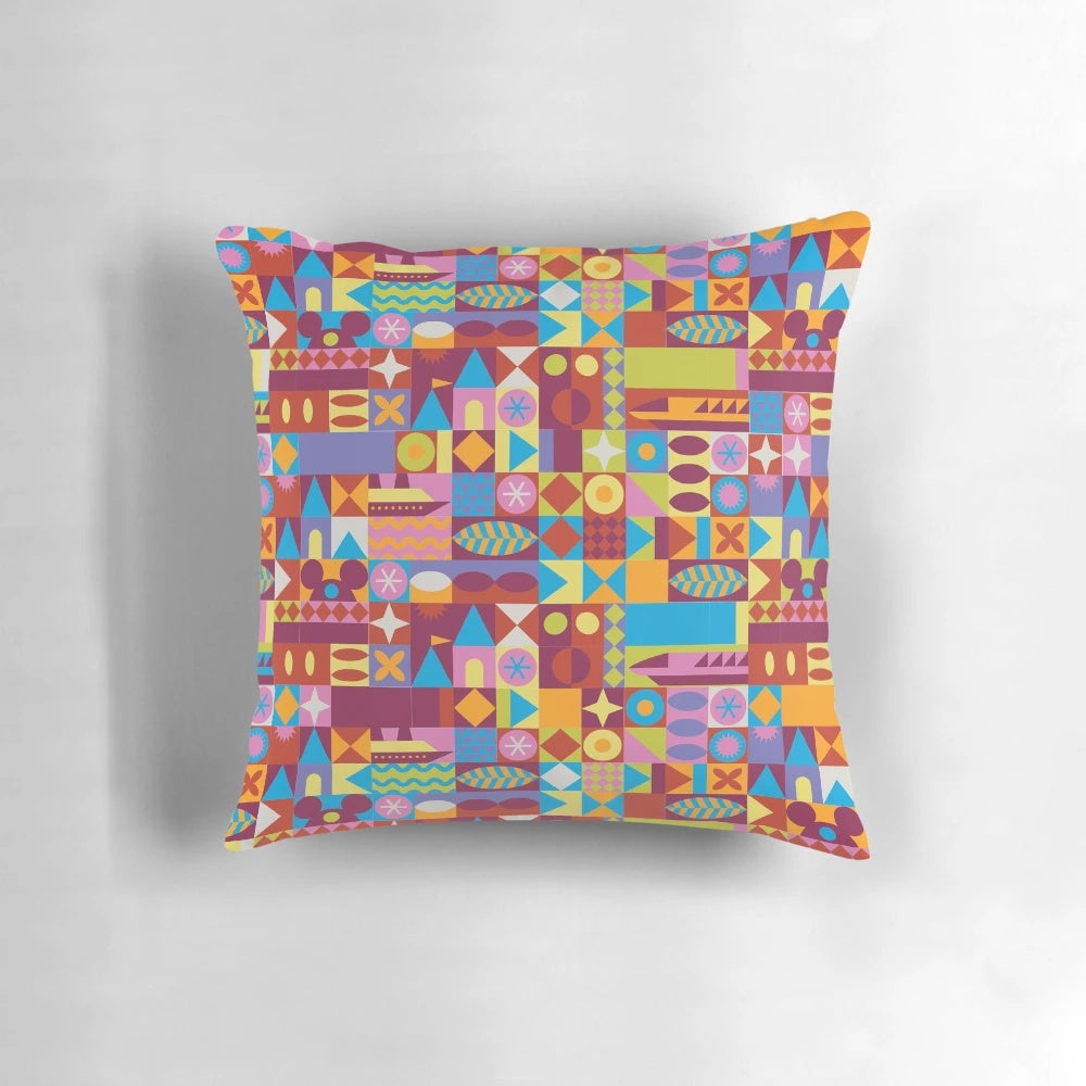 Colorful retro-style pillow with blocks of vibrant colors