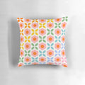 Colorful retro flower pattern rainbow throw pillow with a boho, groovy design
