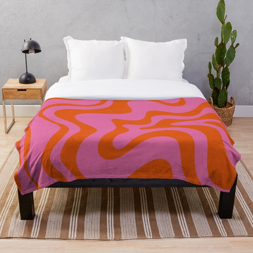 Colorful abstract swirl pattern plush blanket