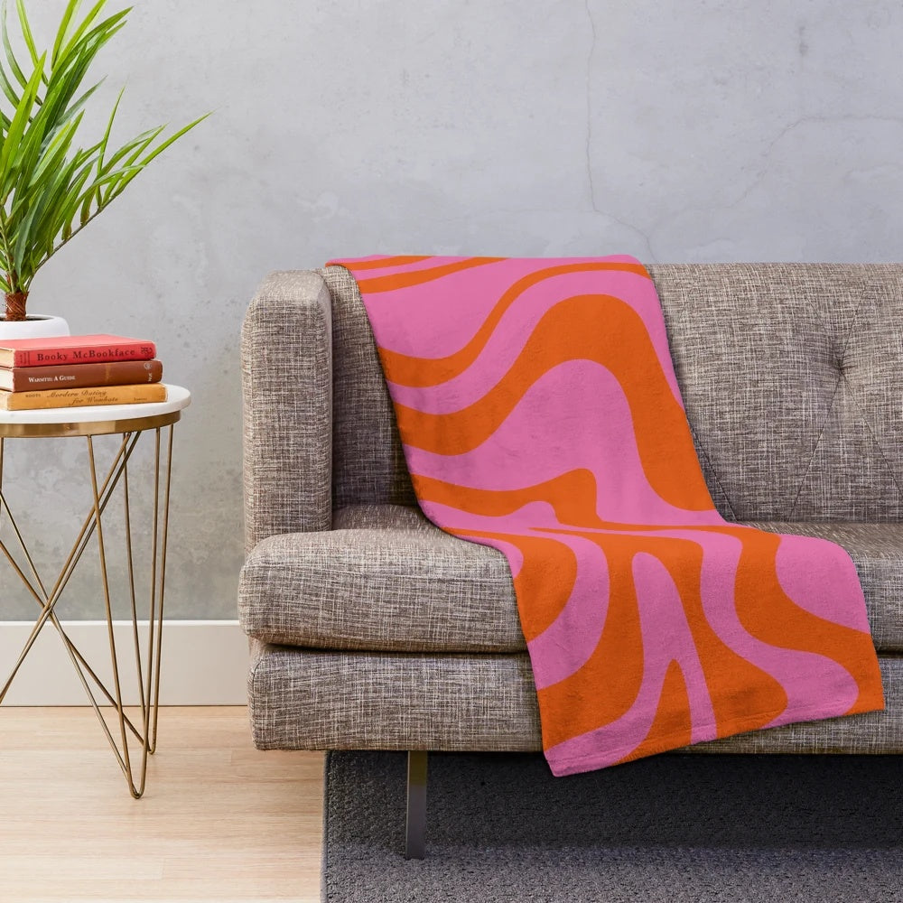 Colorful abstract swirl pattern plush blanket