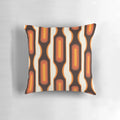 Colorful orange 1970s-inspired capsule-shaped throw pillow with a modern mid-century design