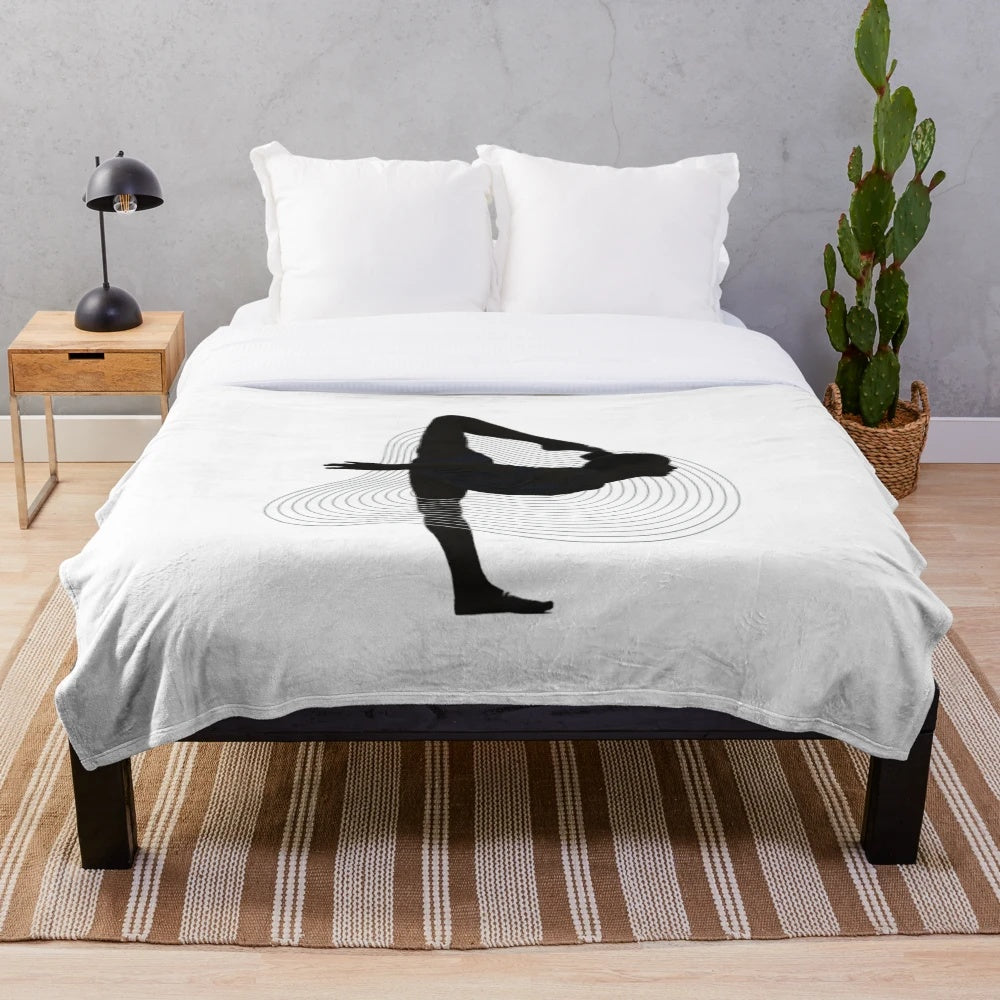 Rhythmic gymnastics penche silhouette on pink plush blanket