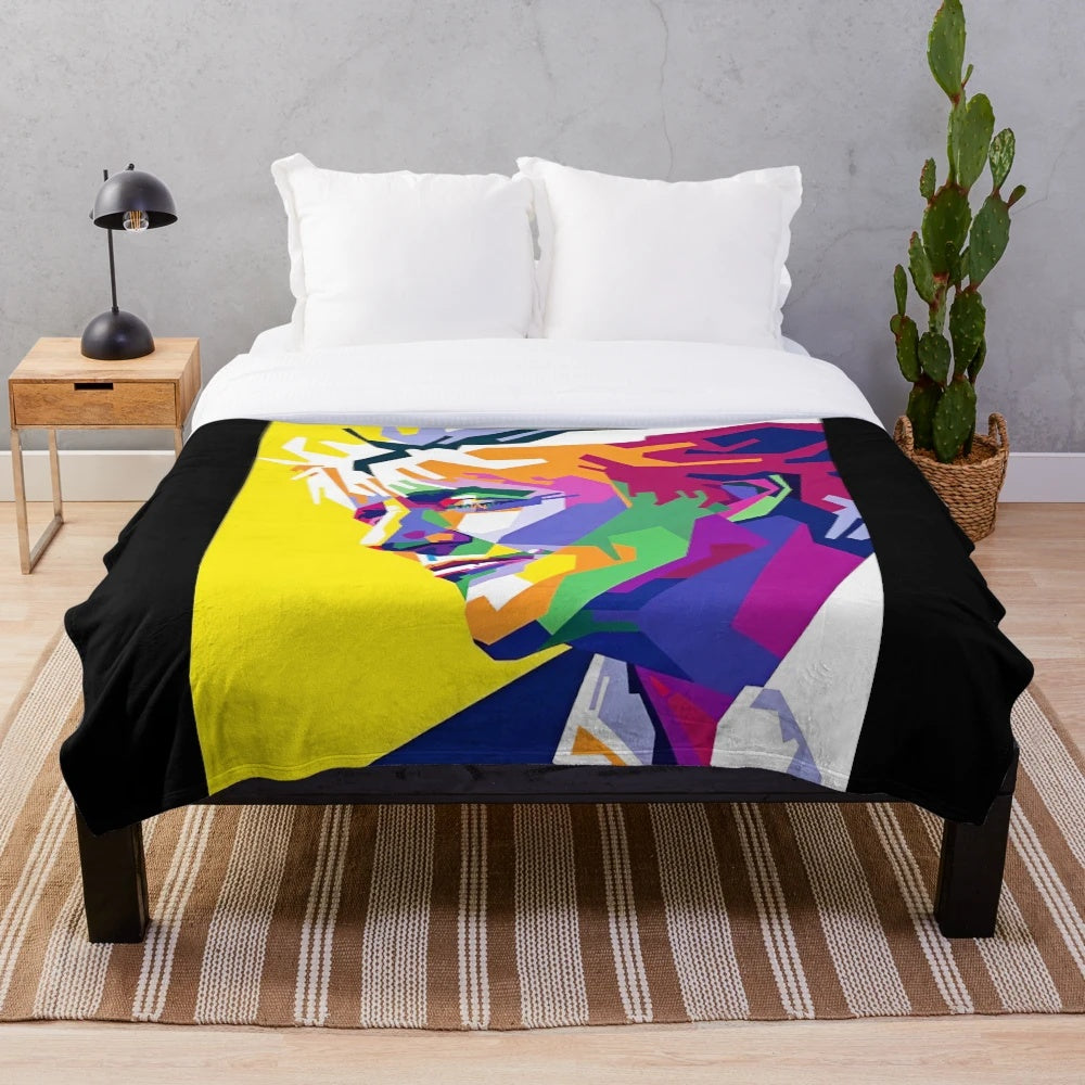 Colorful plush blanket inspired by the iconic singer Rod Stewart