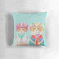 Colorful throw pillow featuring playful ginger cats in a rodeo-inspired design, perfect for cat lovers and Western-inspired home decor.