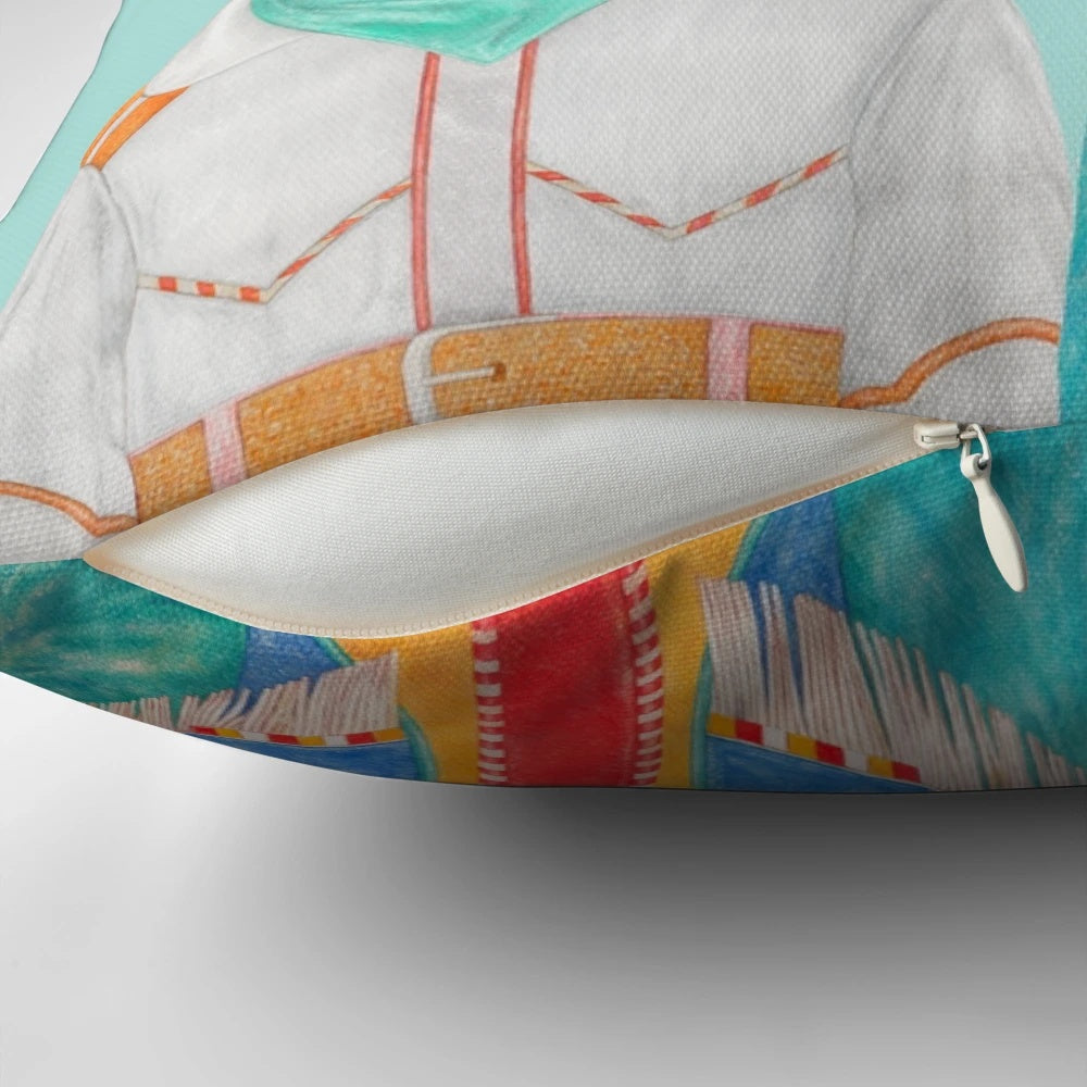 Colorful throw pillow featuring playful ginger cats in a rodeo-inspired design, perfect for cat lovers and Western-inspired home decor.