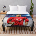 Ronaldo-themed plush blanket with a vibrant galaxy illustration design