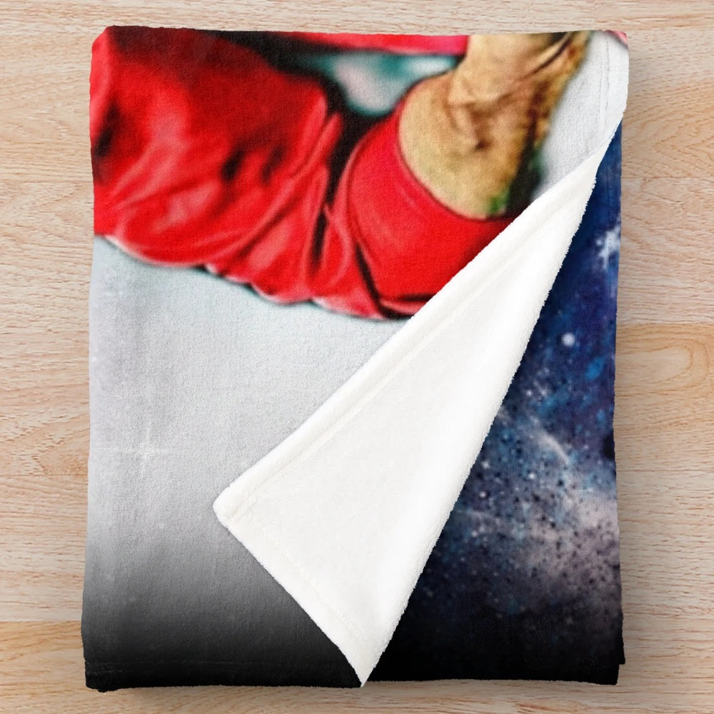 Ronaldo-themed plush blanket with a vibrant galaxy illustration design
