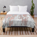 Rose gold abstract plush blanket with colorful gradient and contemporary geometric design