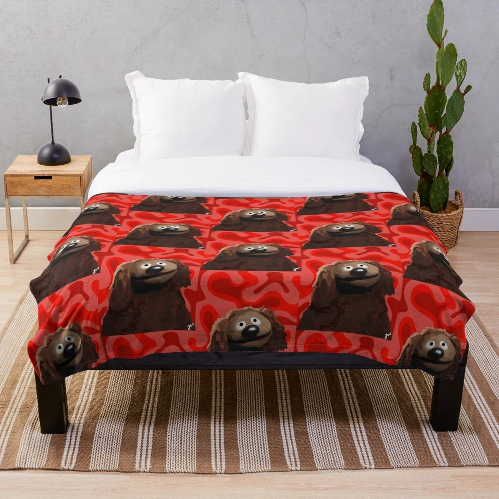 Rowlf The Dog Plush Blanket with Colorful Artistic Portrait