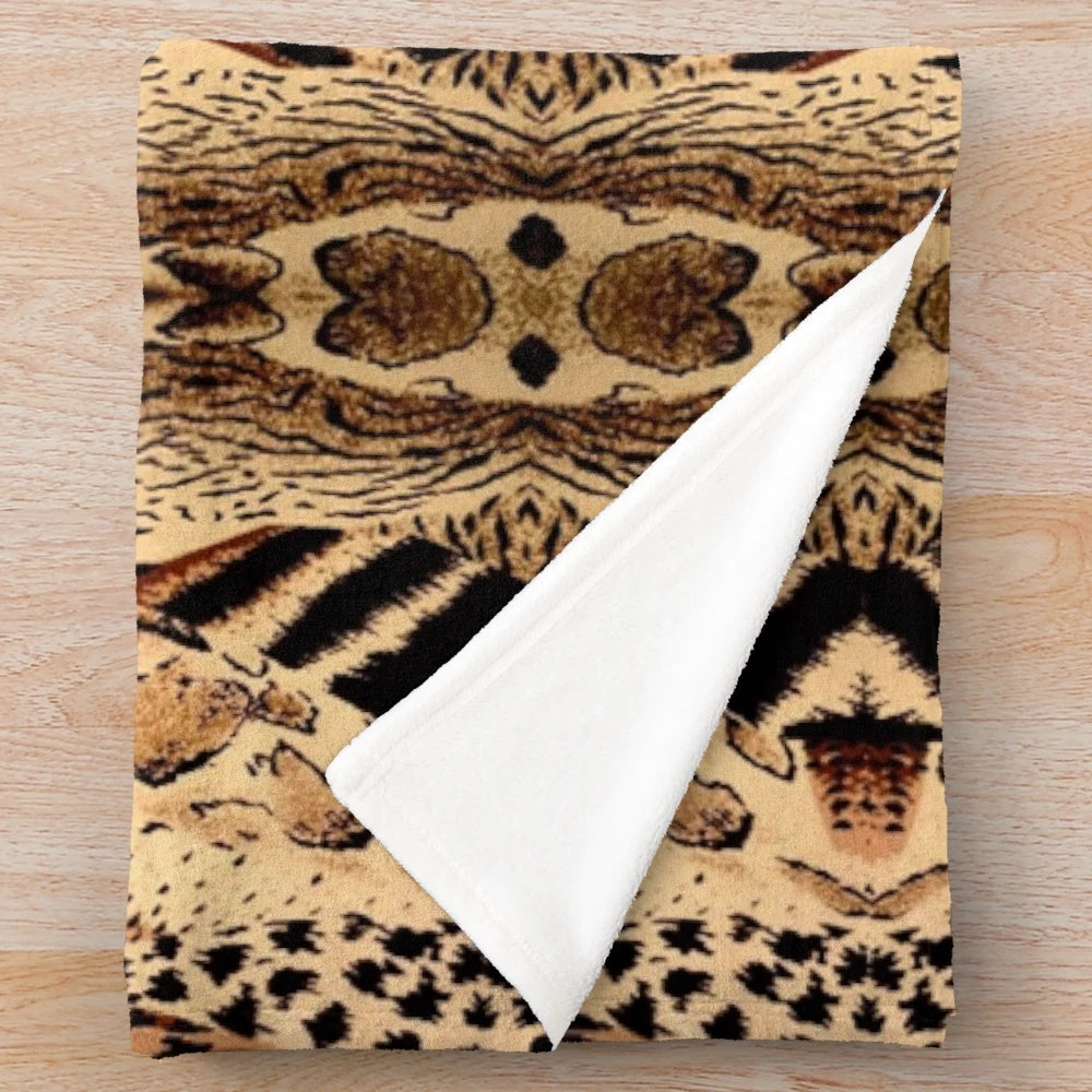 Colorful abstract art plush blanket in safari-inspired design