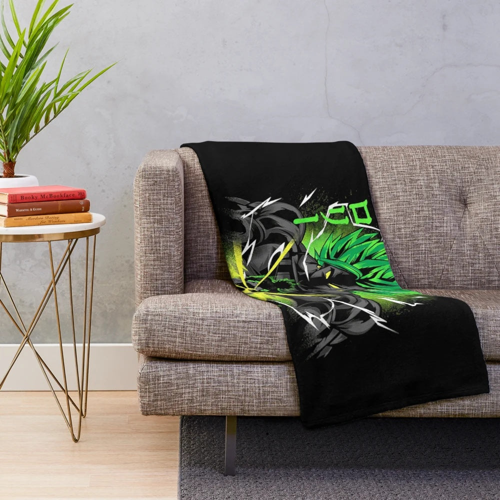 Saiyan-inspired plush blanket with vibrant colors and playful designs