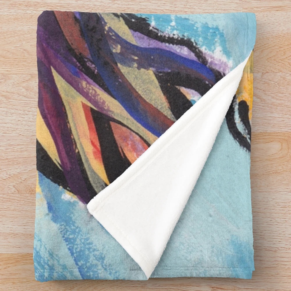 Colorful pop art portrait of a Saluki hound dog on a plush blanket