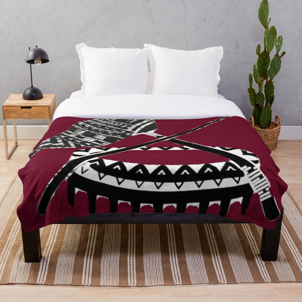 Samoan culture plush blanket with tribal patterns and galaxy design