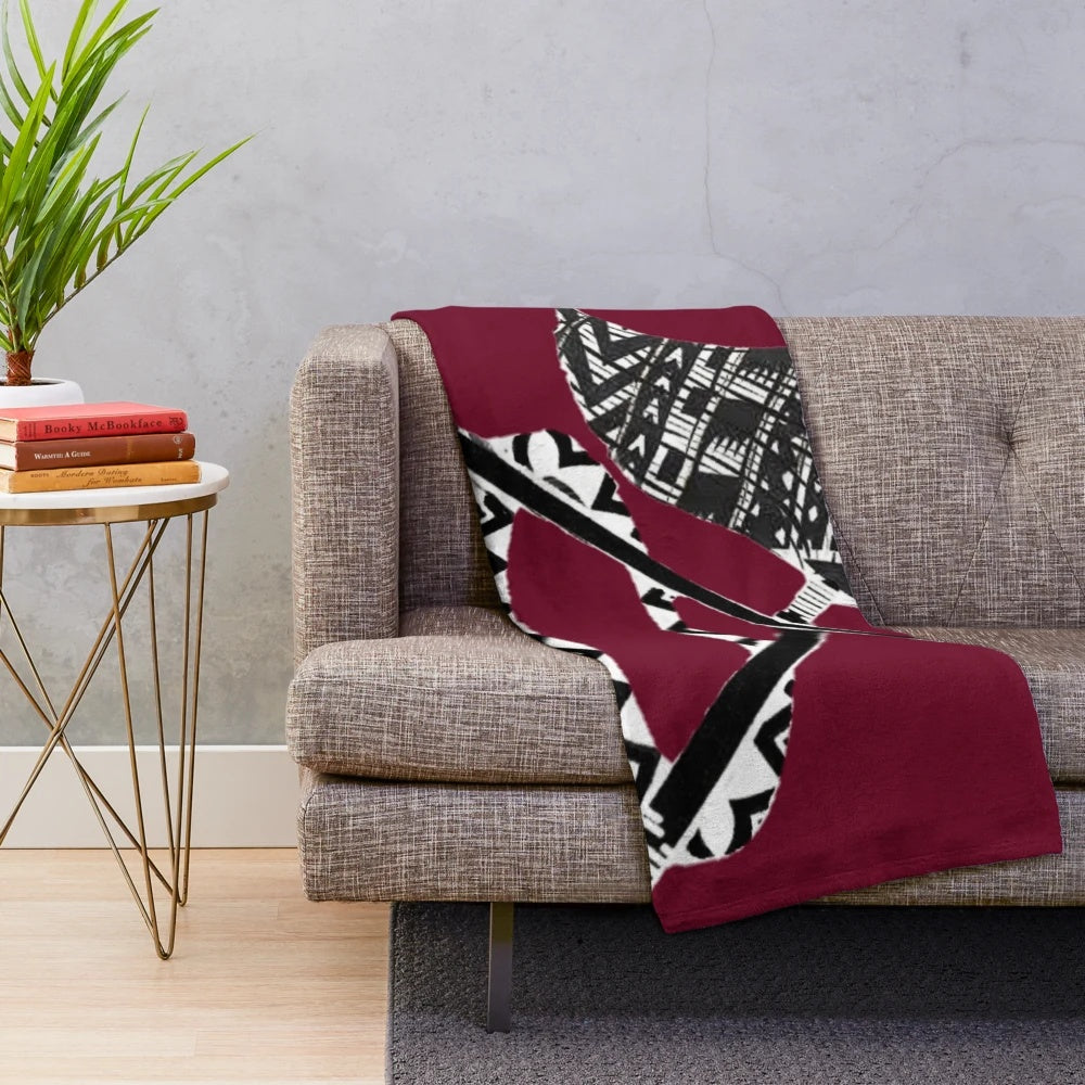 Samoan culture plush blanket with tribal patterns and galaxy design