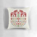 Colorful Scandinavian Dala Horse Throw Pillow featuring intricate Swedish folk art