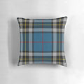 Vibrant blue, navy, and yellow Scottish tartan print pillow