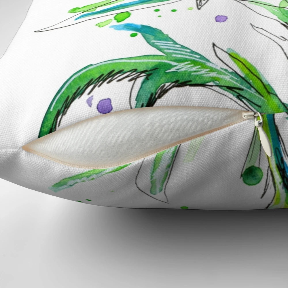 A beautifully detailed watercolor and pen illustration of a vibrant Scottish thistle, featured on a comfortable throw pillow.