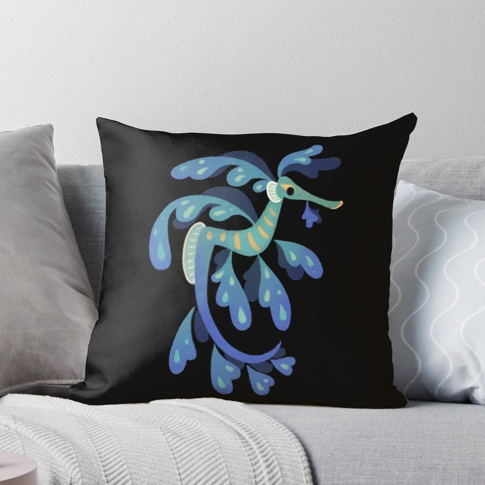Vibrant and lifelike pillow featuring the captivating sea dragon, an enchanting ocean animal.