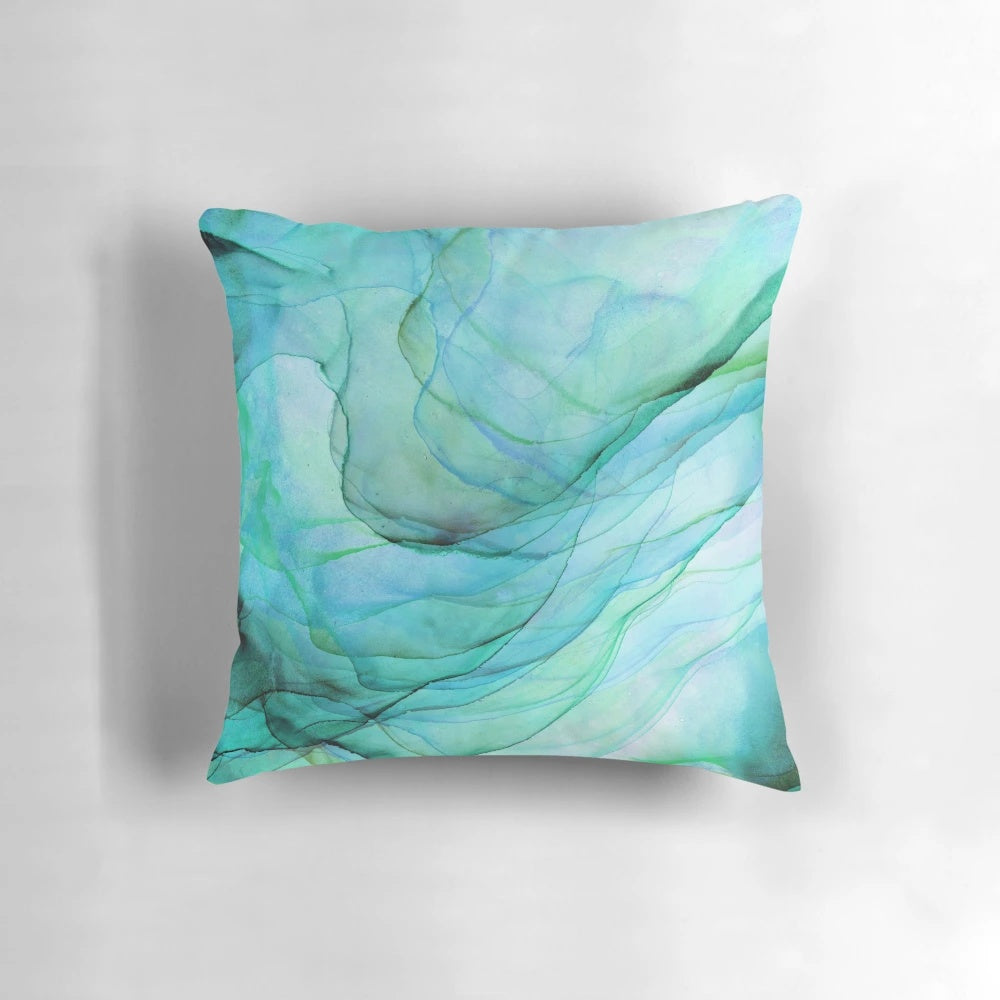 Mesmerizing sea green ink painting with flowing, ethereal patterns
