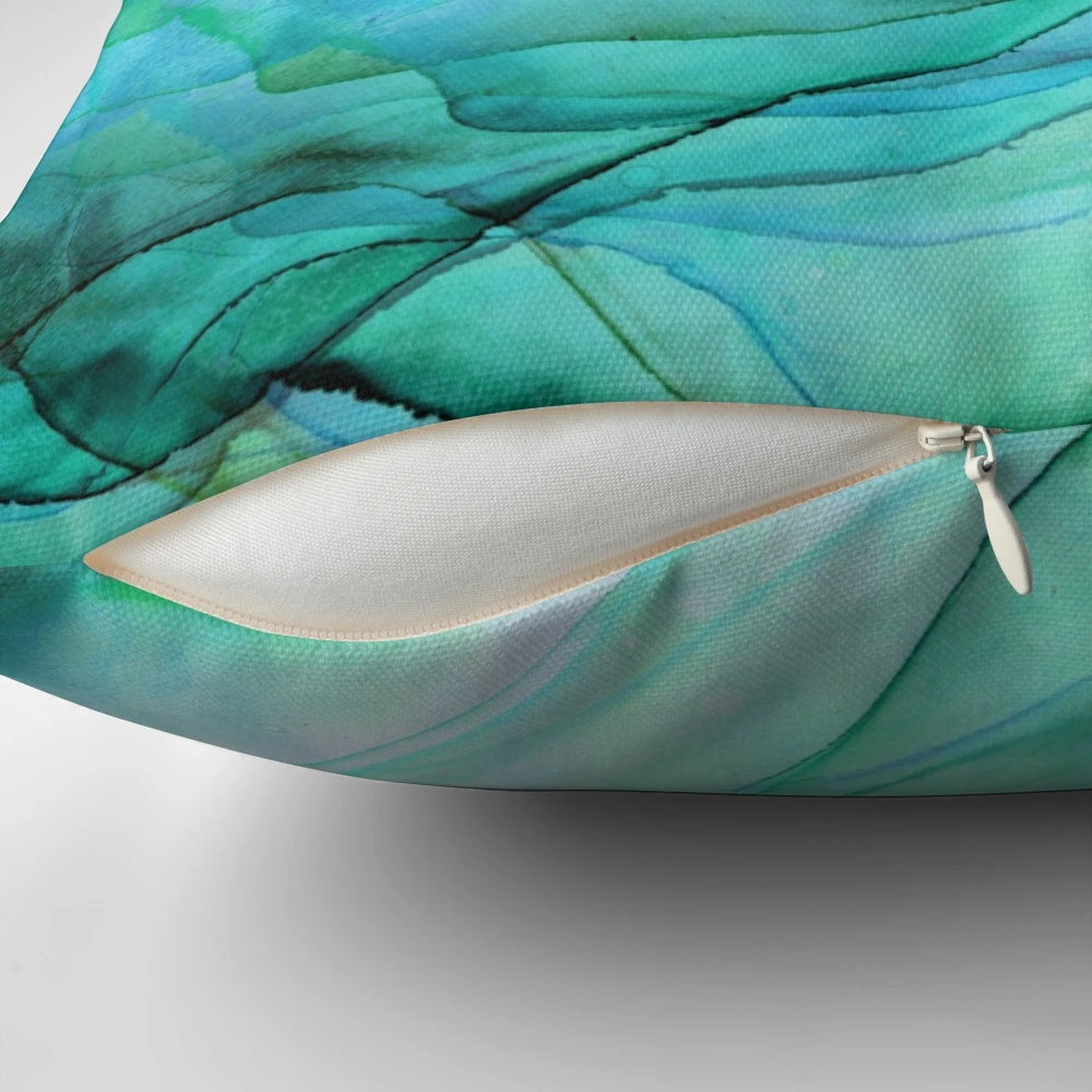 Mesmerizing sea green ink painting with flowing, ethereal patterns
