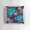 Colorful watercolor-style pillow with a sea turtle and tropical flowers