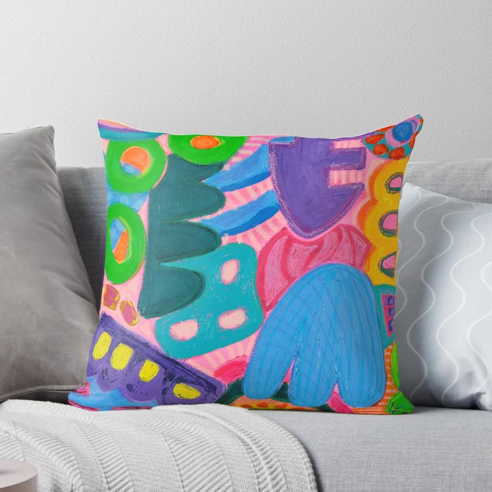 Colorful seafood basket shaped throw pillow for coastal or nautical home decor