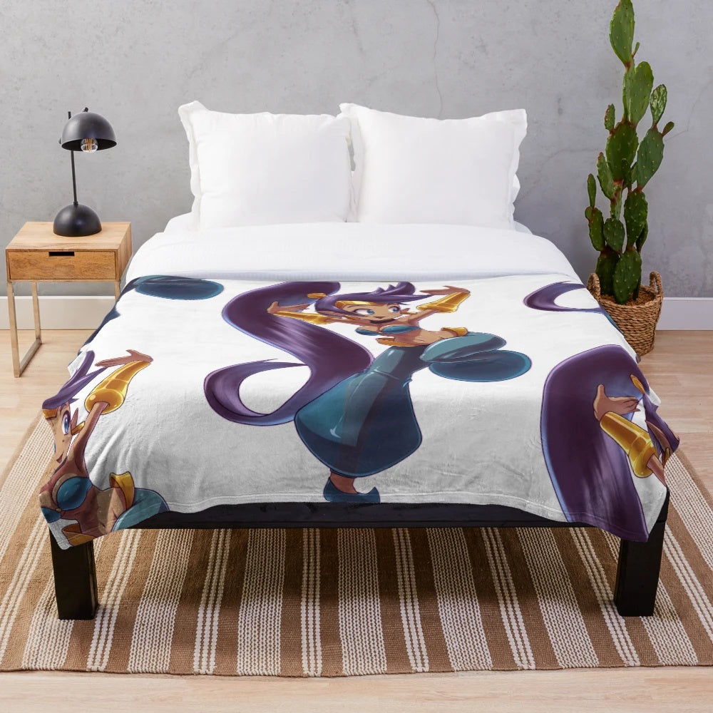 Shantae-inspired plush blanket featuring the iconic dancer character