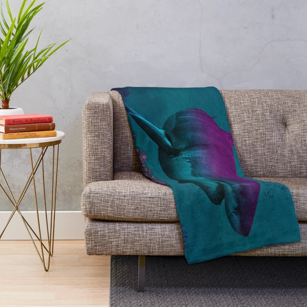 Colorful shark-themed plush blanket with motivational and high society culture vibes