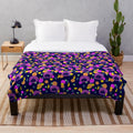 Shiny plush blanket with tropical marine pattern