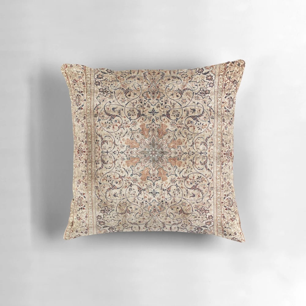 Silk Esfahan Persian Rug-Inspired Decorative Pillow