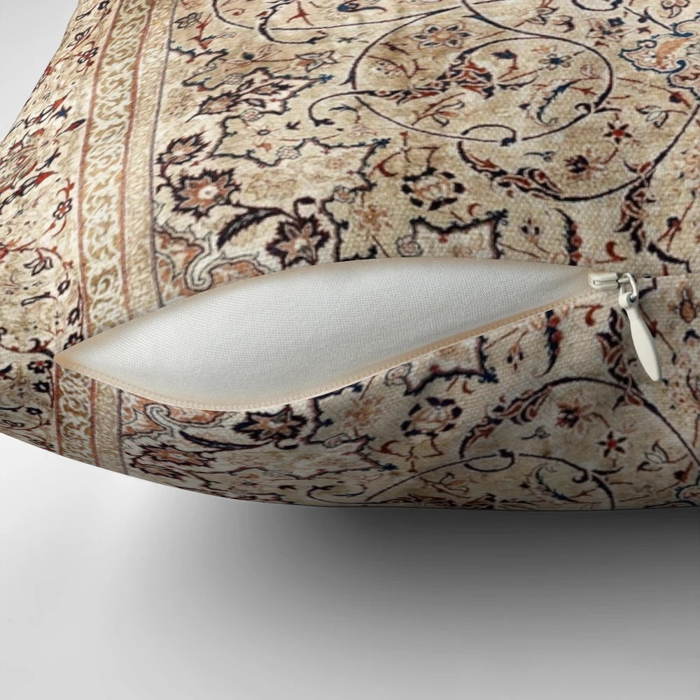Silk Esfahan Persian Rug-Inspired Decorative Pillow