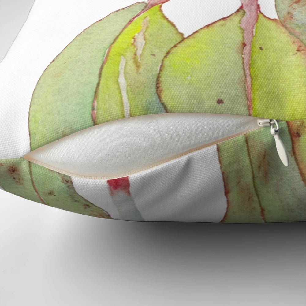 Watercolor painting of a flowering silver princess eucalyptus, an Australian native plant.