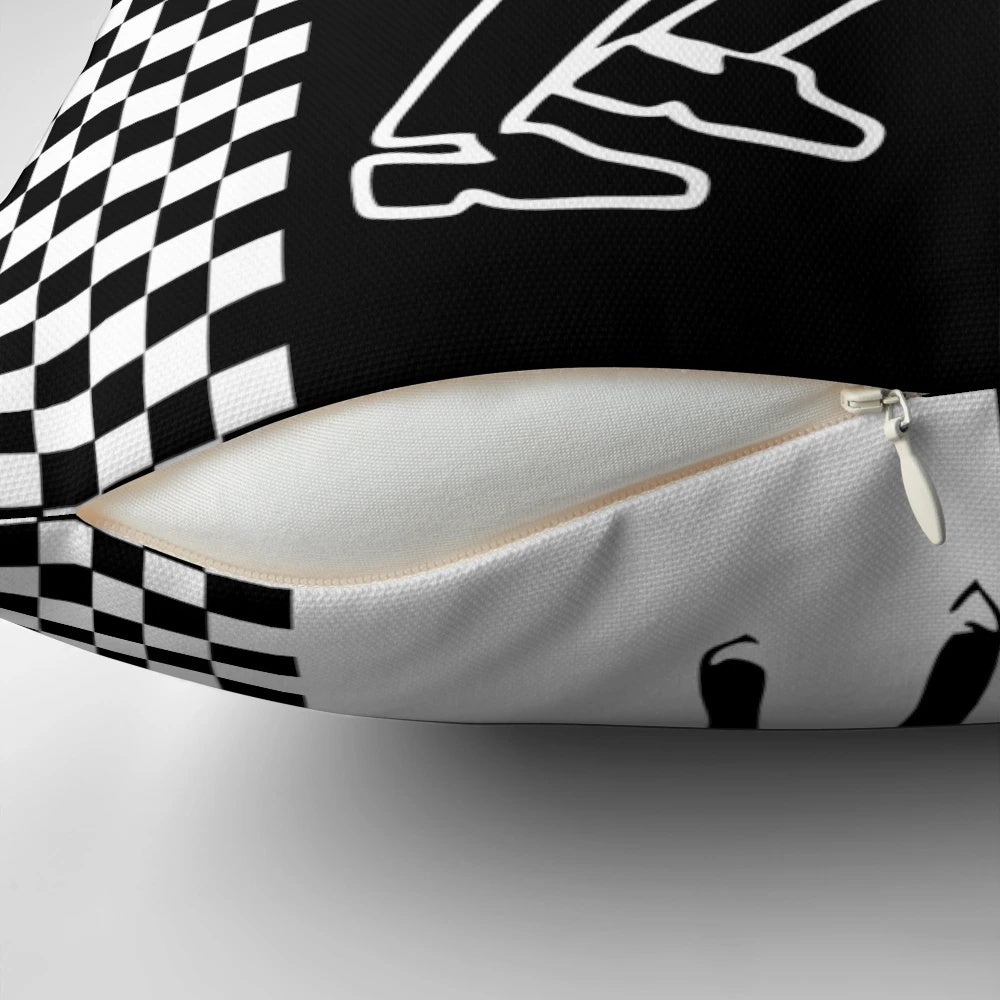 Colorful ska dance-themed decorative pillow with classic ska patterns and elements