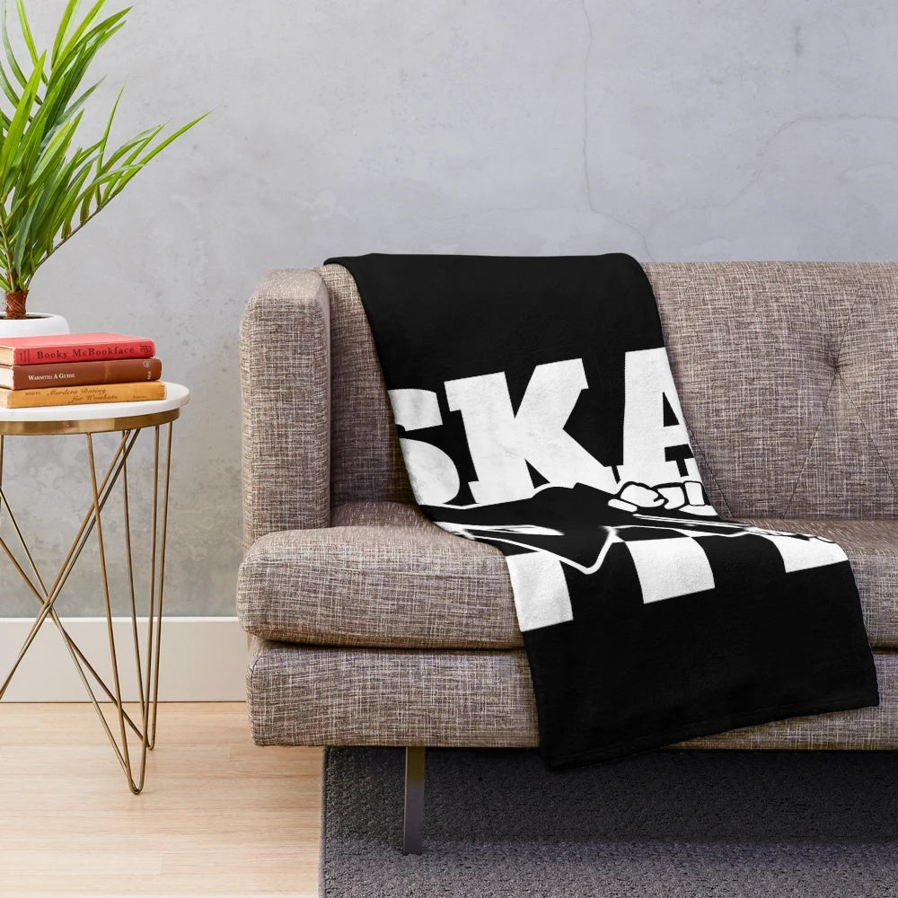 Colorful plush blanket with ska-inspired design