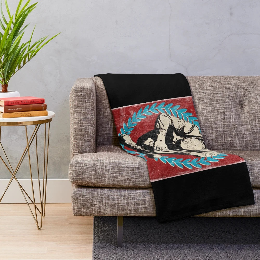 Colorful plush blanket featuring a skinhead-inspired pop art design