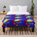 Colorful skull-inspired pop art plush blanket