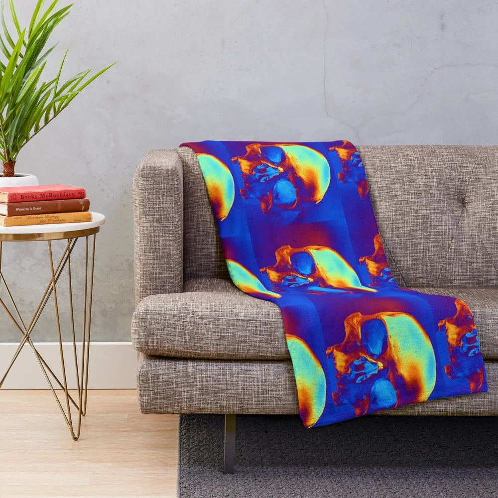 Colorful skull-inspired pop art plush blanket
