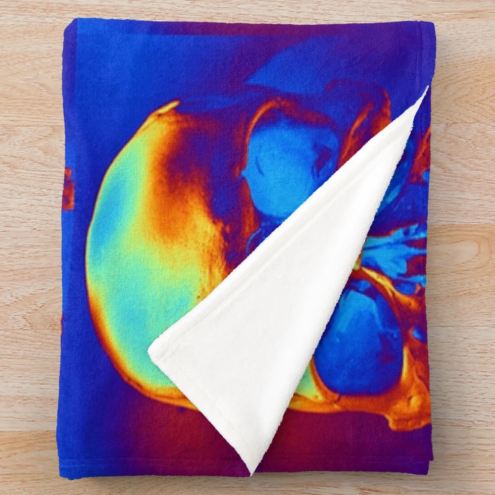 Colorful skull-inspired pop art plush blanket