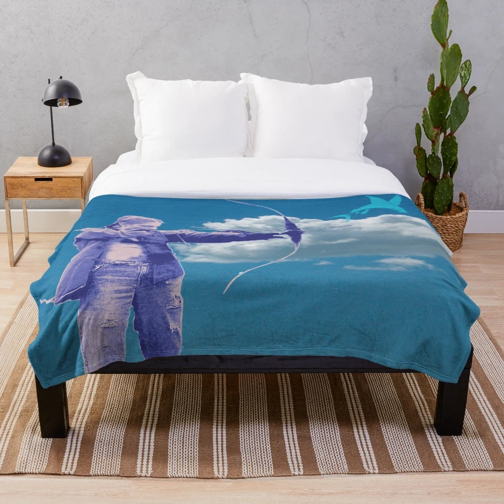 Sky Fishing Plush Blanket with abstract nature patterns