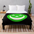 Smiley face plush blanket with green Islamic flag design