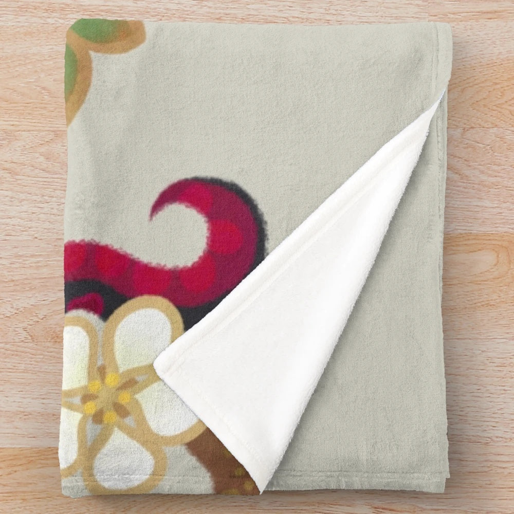 Snake and floral print plush blanket