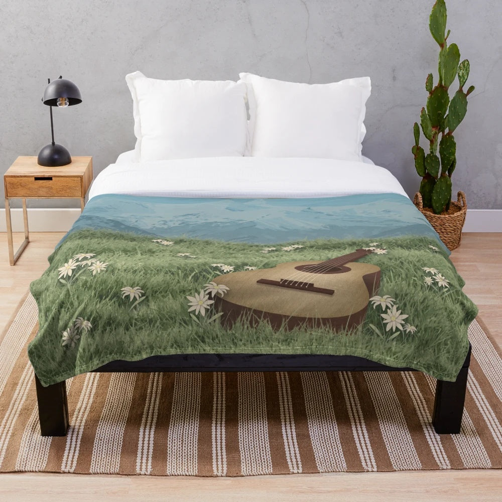 The Sound of Music poster illustration on a plush blanket