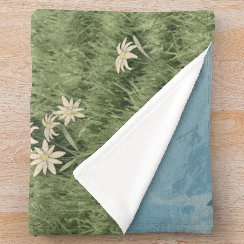 The Sound of Music poster illustration on a plush blanket