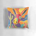Colorful and whimsical southwest-inspired donkey throw pillow