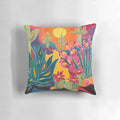 Colorful southwestern-style pillow with abstract desert motifs